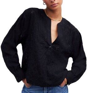 Madewell Long Sleeve Popover To In Eyelet True Black 2024 Size XL